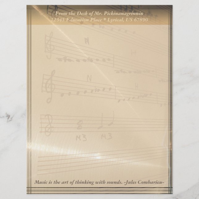 En-tête De Lettre Customisable Elégant professeur de musique Haydn Citation (Devant)
