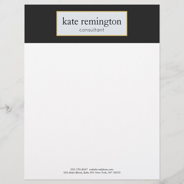 En-tête De Lettre Customisable Élégante plaque sur Black Professional (Devant)