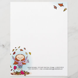 En-tête De Lettre Customisable En-tête de la fille de l'automne