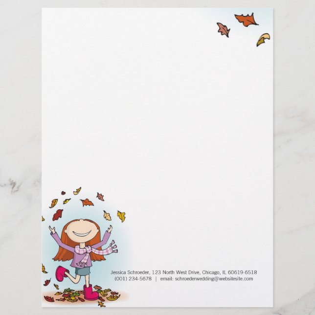 En-tête De Lettre Customisable En-tête de la fille de l'automne (Devant)
