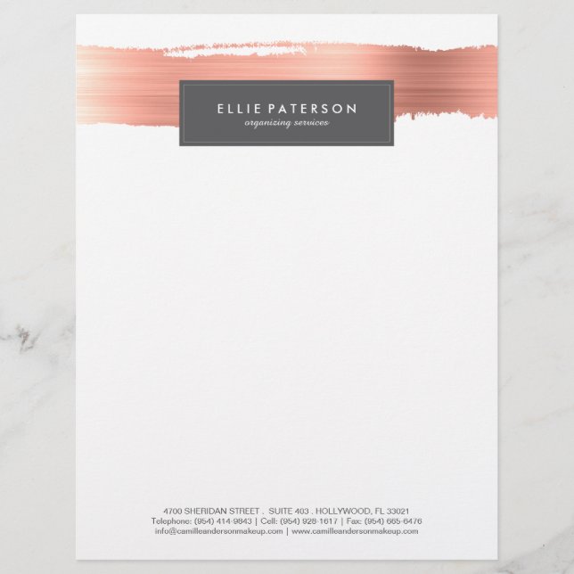 En-tête De Lettre Customisable En-tête de la pinte Rose Gold (Devant)