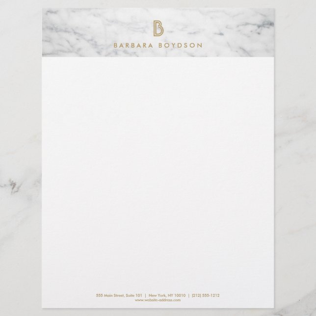 En-tête De Lettre Customisable EN-TÊTE DU DESIGNER INTÉRIEUR Marbre blanc (Devant)