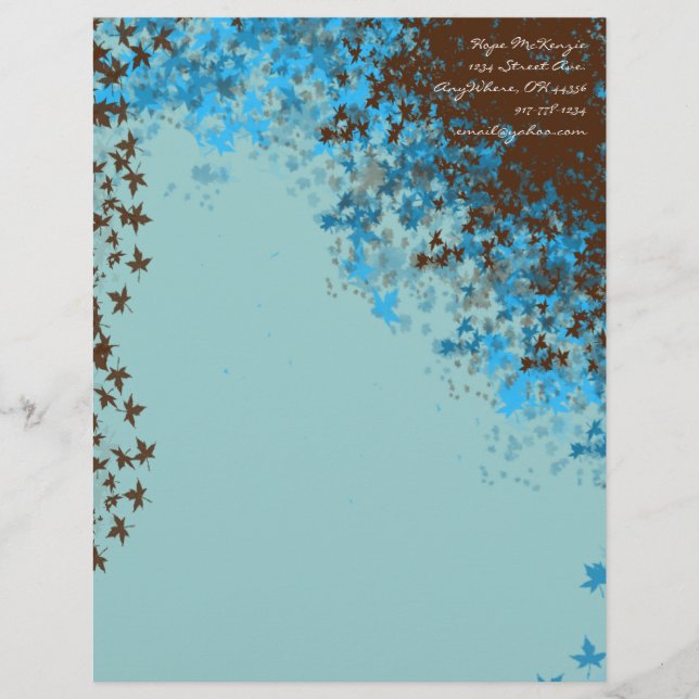En-tête De Lettre Customisable En-tête Feuille Brown et bleu Aqua (Devant)