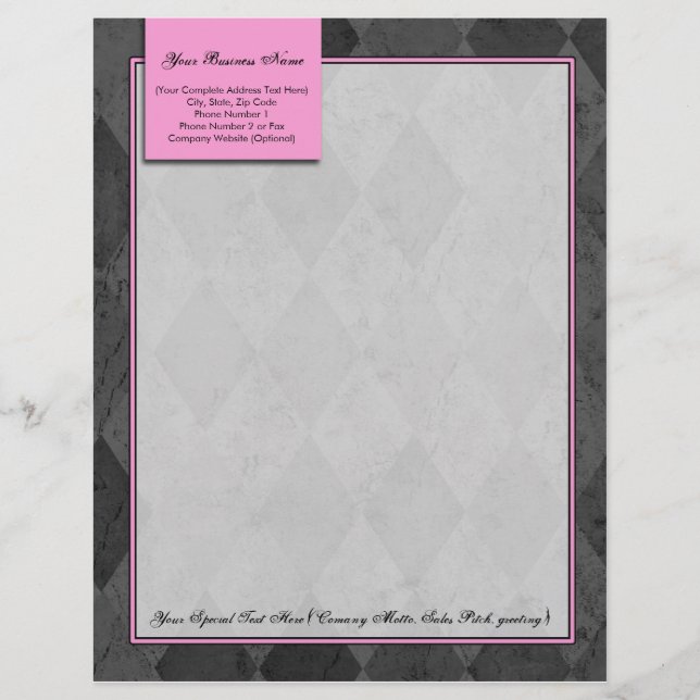 En-tête De Lettre Customisable En-tête Jacquard rose et noir (Devant)