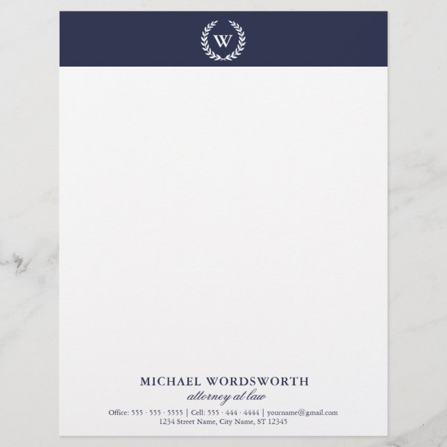 En-tête De Lettre Customisable En-tête professionnelle monogramme classique (Devant)