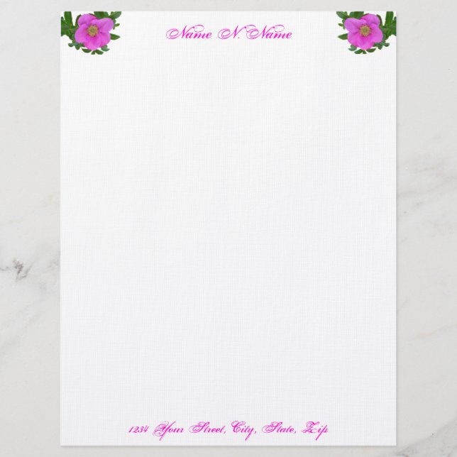 En-tête De Lettre Customisable En-tête Rose Hot Pink Beach (Devant)