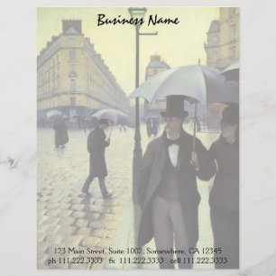 En-tête De Lettre Customisable Journée de la Pluie de Paris par Gustave Caillebot