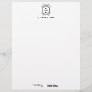 En-tête De Lettre Customisable Logo Monogramme Art déco noir/blanc