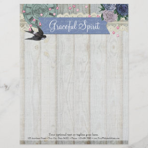 En-tête De Lettre Customisable Métier chic minable vintage de bleu de cobalt