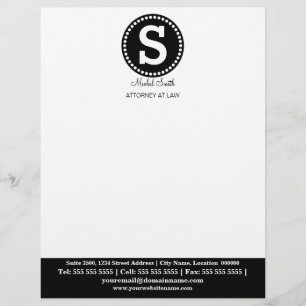 En-tête De Lettre Customisable Monogramme professionnel noir
