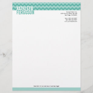 En-tête De Lettre Customisable Motif chevron chic turquoise bleu deux tons stylis