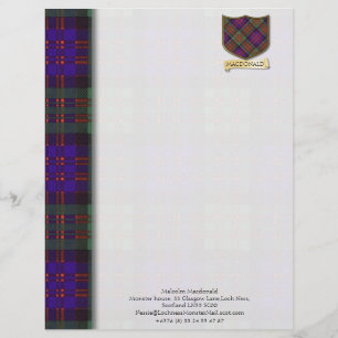 En-tête De Lettre Customisable Papier de conception de tartan de Macdonald