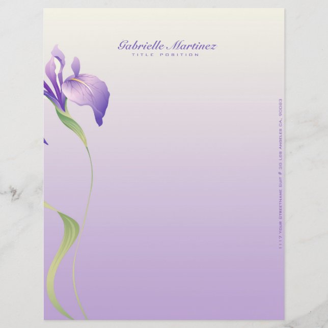 En-tête De Lettre Customisable Pastel Lavender Purple Fleur Spa naturel (Devant)