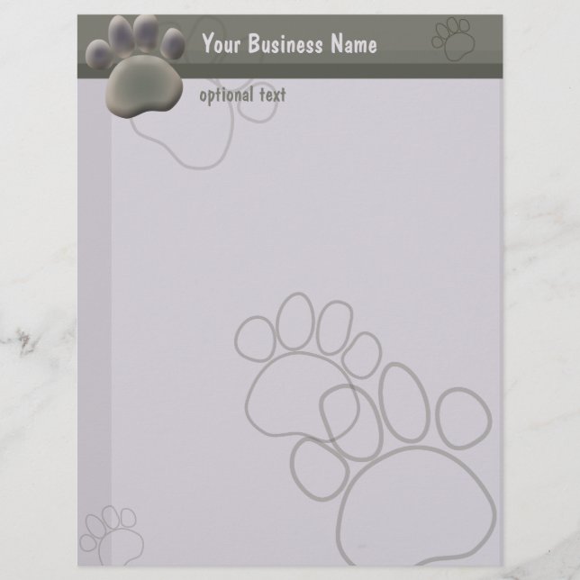 En-tête De Lettre Customisable Paw Tracks Vétérinaire en-tête Affaires (Devant)