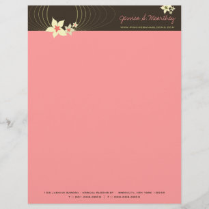 En-tête De Lettre Customisable Plumeria rose Frangipani Fleurs chic Ikebana Zen