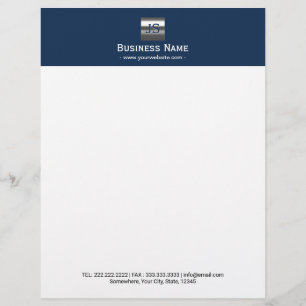 En-tête De Lettre Customisable Professionnel moderne de bleu marine de logo en