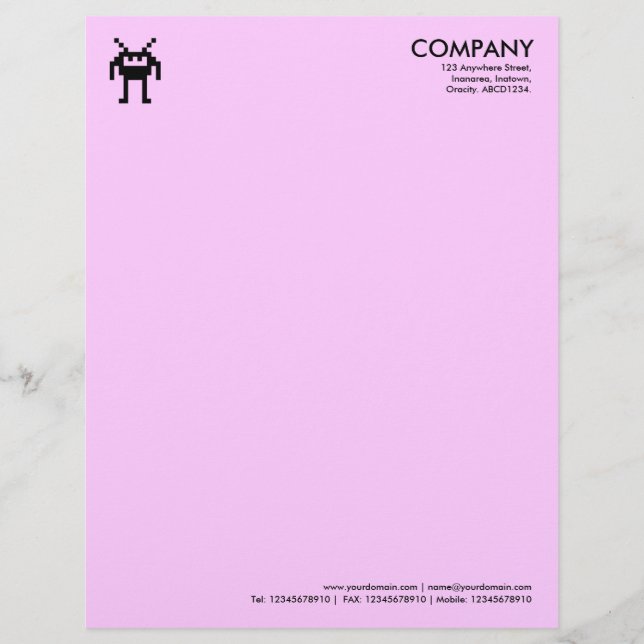 En-tête De Lettre Customisable Symbole Nanobot - FFCCFF rose (Devant)