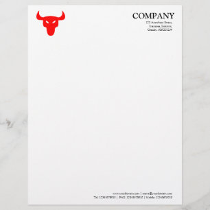 En-tête De Lettre Customisable Symbole rouge Steer - Blanc