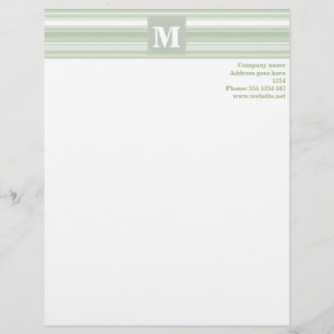 En-tête De Lettre Customisable Tête de papier-lettres monogramme vert pâle