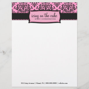En-tête De Lettre Customisée 311-Glacage sur la plaque de glace rose de gâteau
