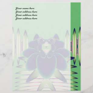 En-tête De Lettre Customisée Art botanique fractal de lotus sarcelle foncé