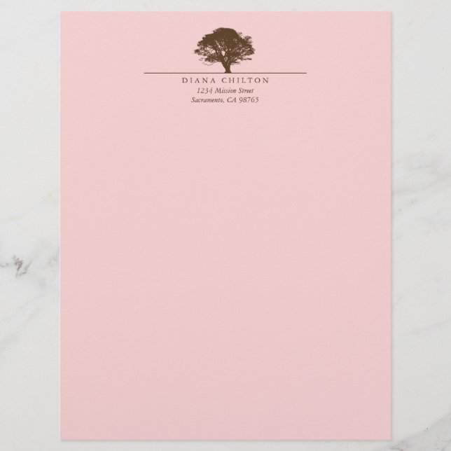 En-tête De Lettre Customisée Chêne rose éternel élégant automne (Devant)
