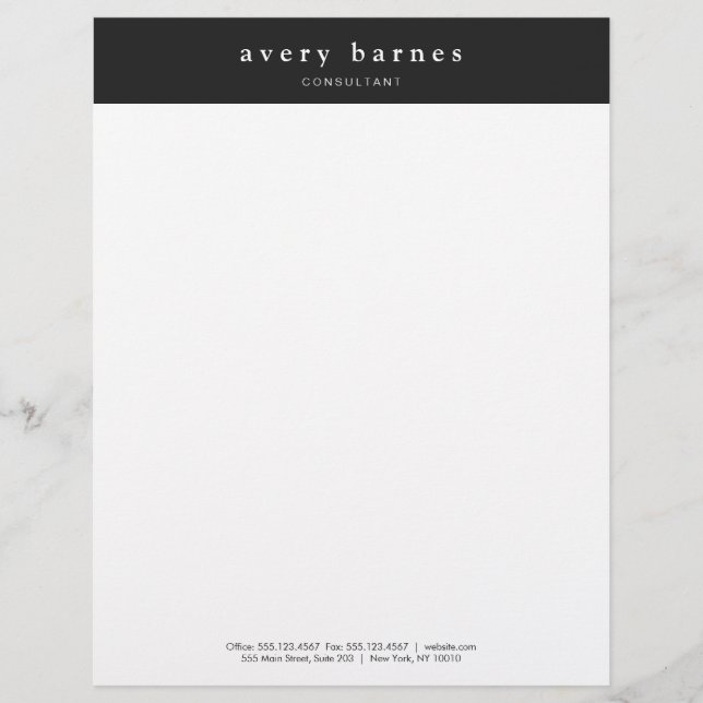 En-tête De Lettre Customisée Créateur moderne noir et blanc professionnel (Devant)
