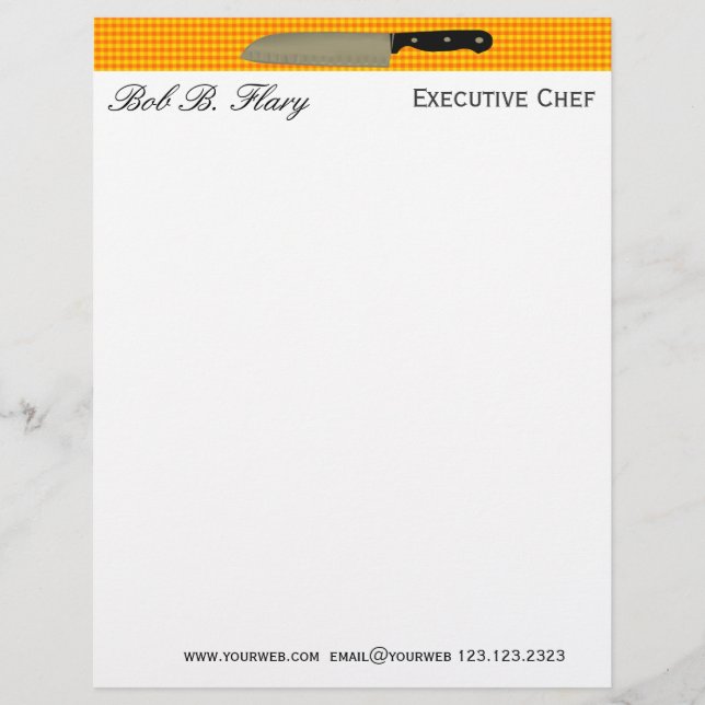 En-tête De Lettre Customisée Customisez-MOI couteau de Santoku de chef (Devant)