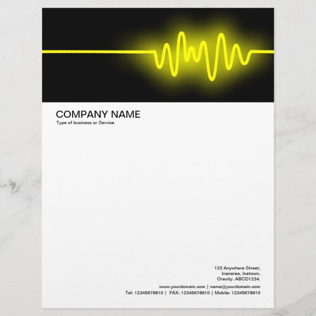 En-tête De Lettre Customisée En-tête grande image - Vague son - Jaune (Devant)