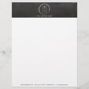 En-tête De Lettre Customisée FORK SPOON KNIFE CHALKBOARD LOGO for Restaurant