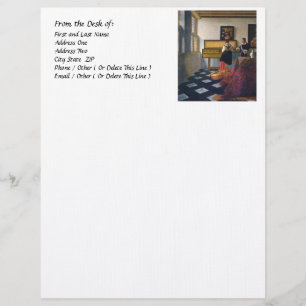 En-tête De Lettre Customisée La leçon de musique de Johannes Vermeer (vers 1663