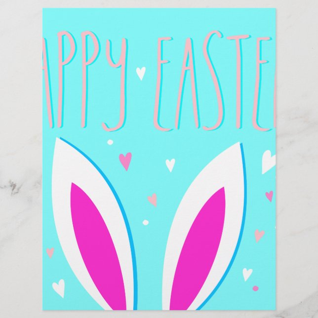 En-tête De Lettre Customisée lapin de pâques heureux (Devant)