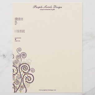 En-tête De Lettre Customisée Le pourpre élégant de Boho se développe en