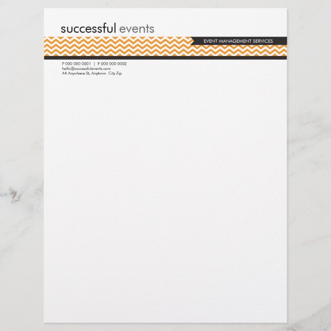 En-tête De Lettre Customisée LETTERHEAD trendy audacieux chevron rayé orange (Devant)