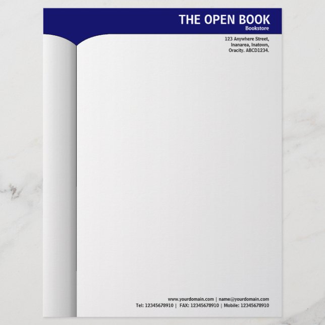 En-tête De Lettre Customisée Livre ouvert - Bleu 000066 (Devant)