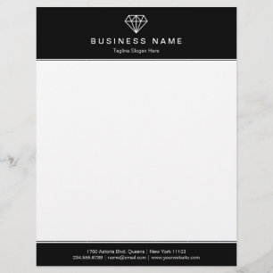 En-tête De Lettre Customisée Logo moderne noir et blanc classique de diamant