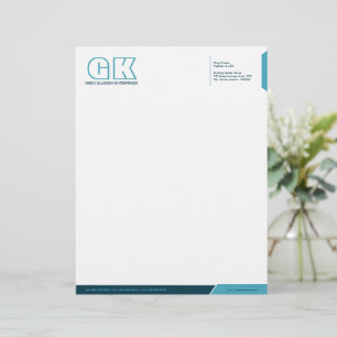 En-tête De Lettre Customisée Lumière professionnelle et Turquoise foncé