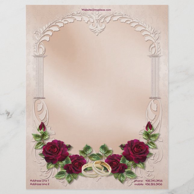 En-tête De Lettre Customisée Mariage Satin En Rose - Personnaliser (Devant)