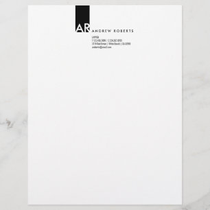 En-tête De Lettre Customisée Monogramme moderne Avocat noir blanc Haut