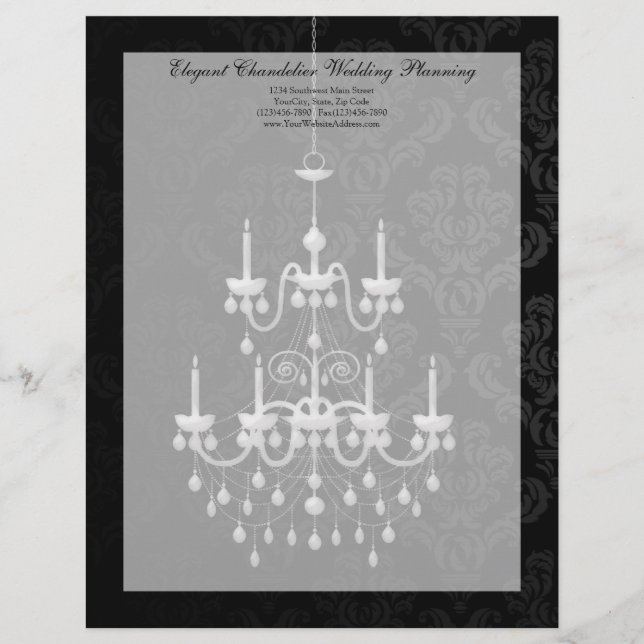 En-tête De Lettre Customisée Noir avec la silhouette blanche de lustre (Devant)