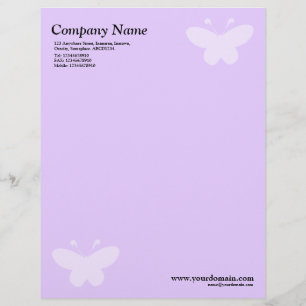 En-tête De Lettre Customisée Papillon élégant - Violet clair