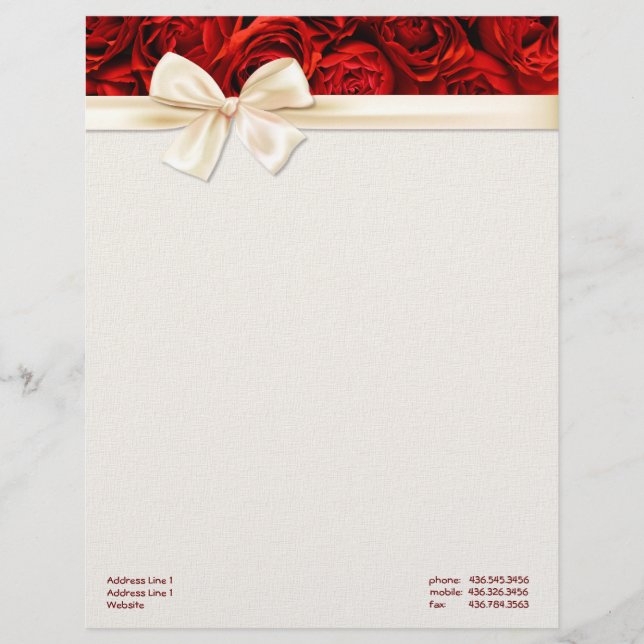 En-tête De Lettre Customisée Red Rose Elegance 2 - Personnaliser (Devant)