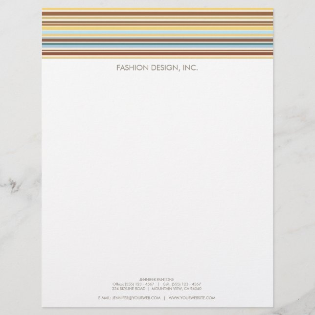 En-tête De Lettre Customisée Rétro Motif de bandes personnalisables (Devant)