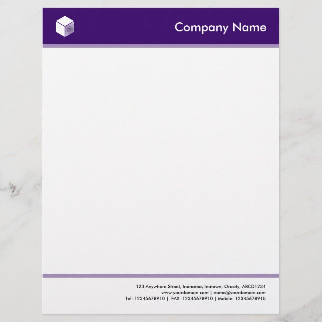 En-tête De Lettre Customisée Tête et pied - violet profond (Devant)