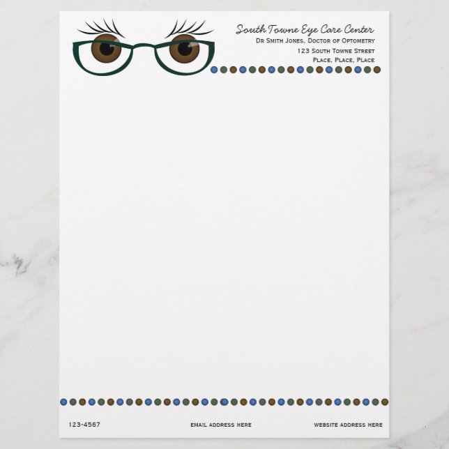 En-tête De Lettre Customisée Yeux Brown et lunettes (Devant)