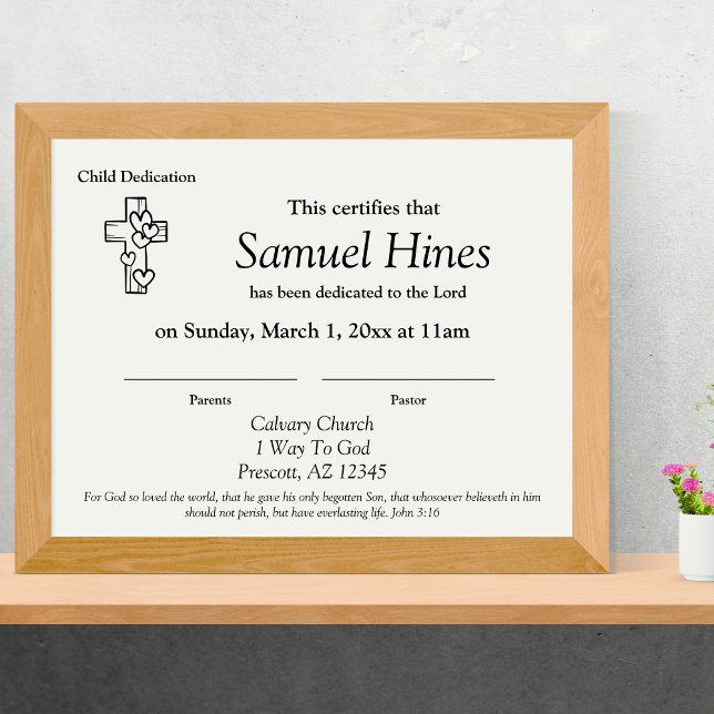 En-tête De Lettre Cute Hearts Wood Cross Baby Dedication Certificate (Cute Hearts Wood Cross Baby Dedication Certificate)
