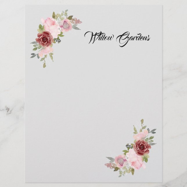 En-tête de lettre d'affaires à motif floral (Devant)