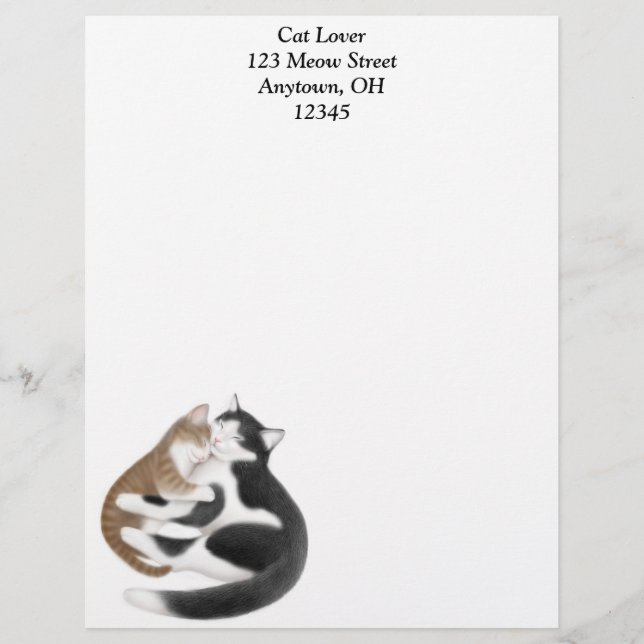 En-tête de lettre de chat et de chaton de mère (Devant)