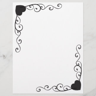 En-tête de lettre de frontière de coin de coeur de