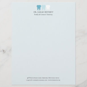 En-tête De Lettre Dentiste élégant bleu clair aéré professionnel